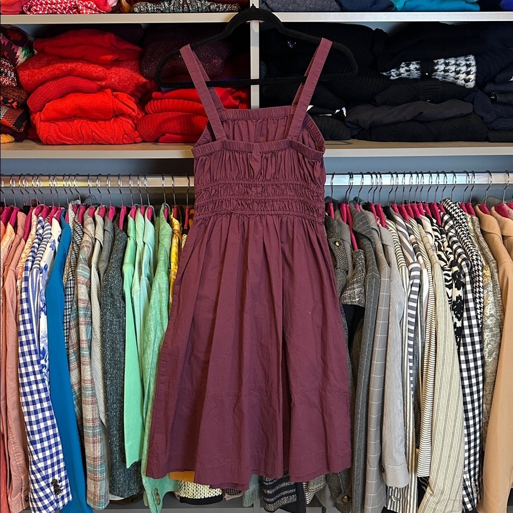 Universal Thread aubergine adjustable strap smocked cinch tie waistband dress S - Picture 3 of 3